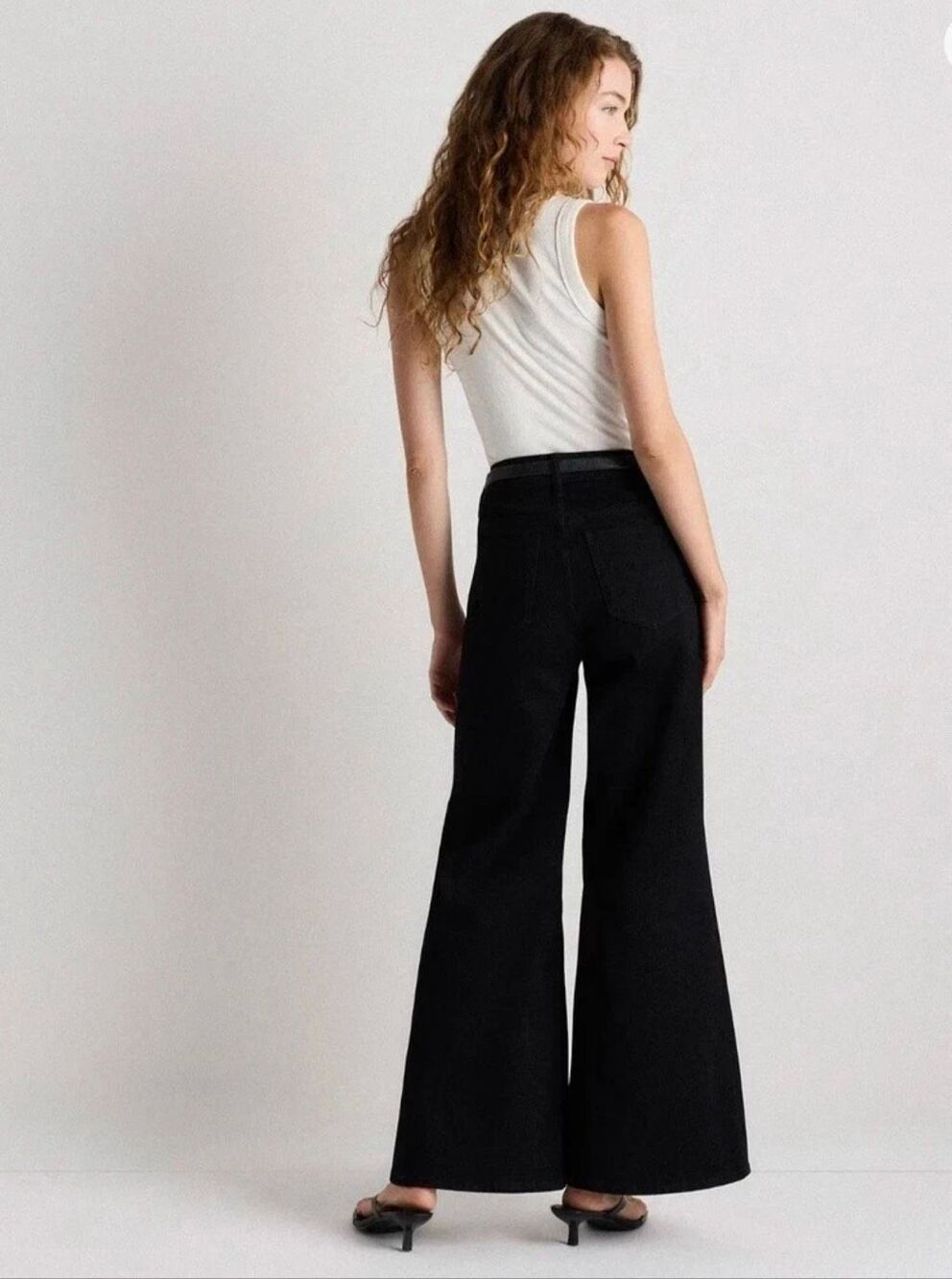 Quince Bella stretch Palazzo Jeans Women’s 30 Black Wide-Leg High Rise Denim